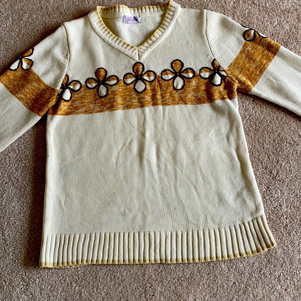 V-neck sweater with Embroidered flowers (LISTED TO SELL offers are Welcome!!!)